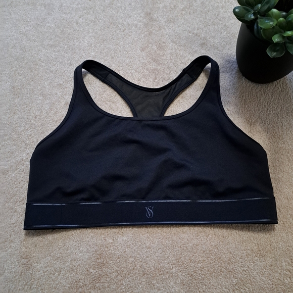 Victoria's Secret Black Sports Bra Women's Size Large Mesh Stretch Active - Picture 11 of 11